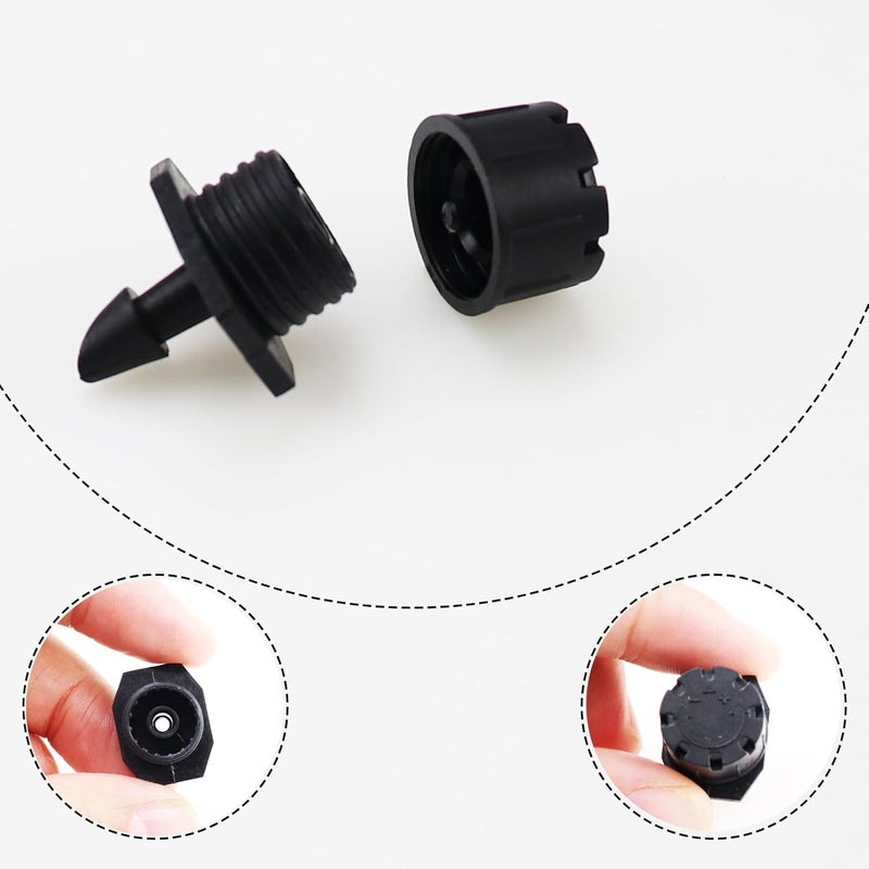 Nihfien 200 Pcs Adjustable Irrigation Drippers Sprinklers, Universal 1/4" Irrigation Micro Drip Emitters 8-Hole 360 Degree Watering Sprinkler for 4mm/7mm Garden Tube Watering System(4 Color) - Image 5